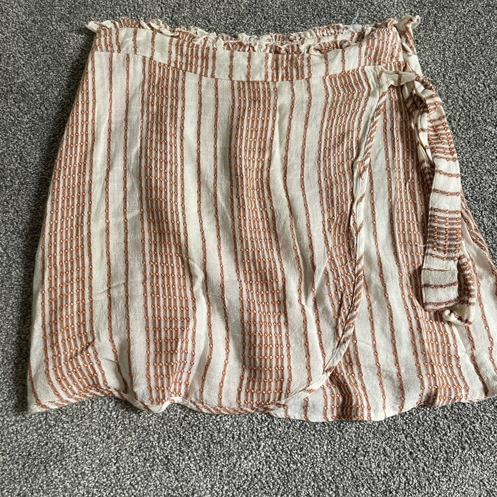 Orange and White Wrap Mini Skirt